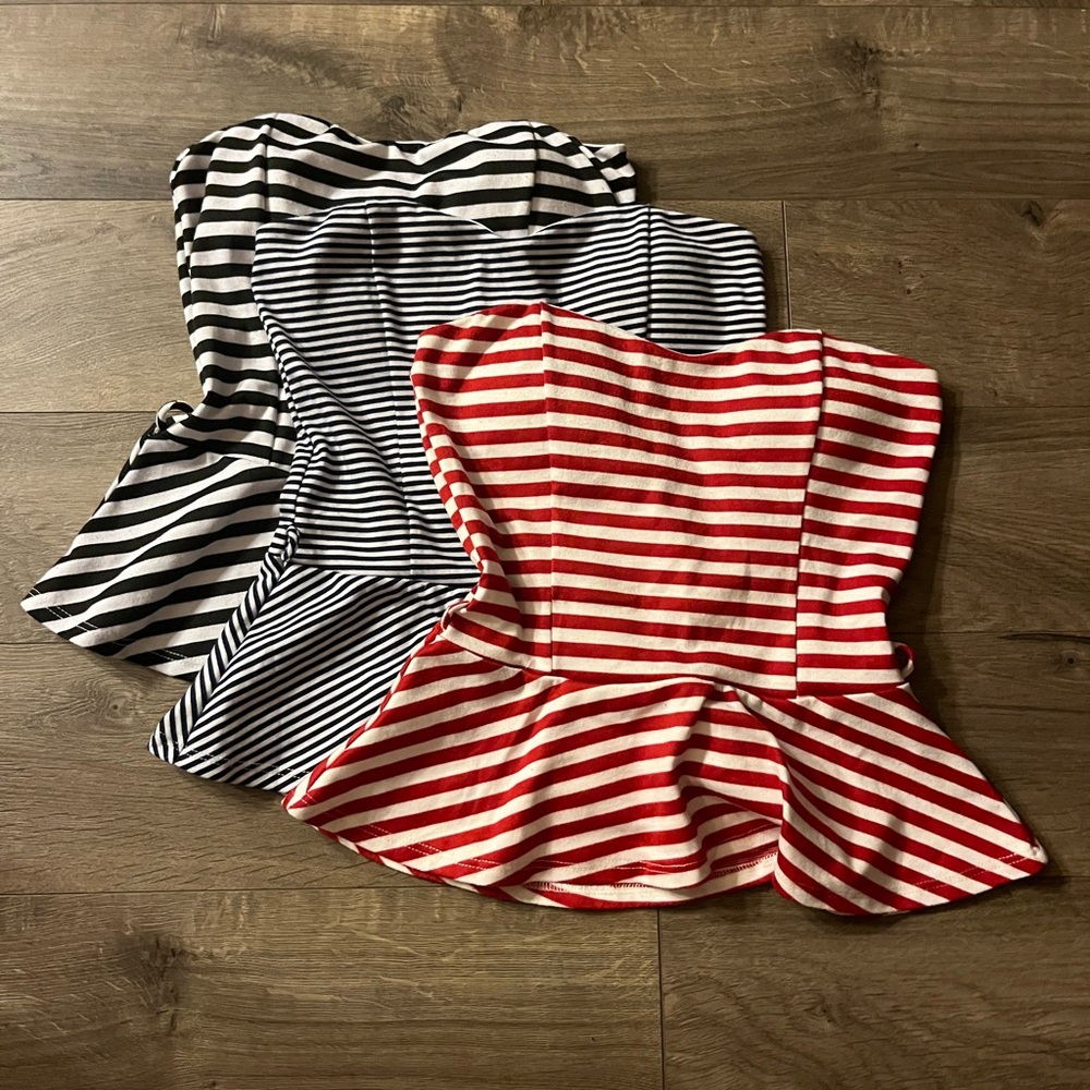 3 striped tops from Céline by Champion. Belt included.